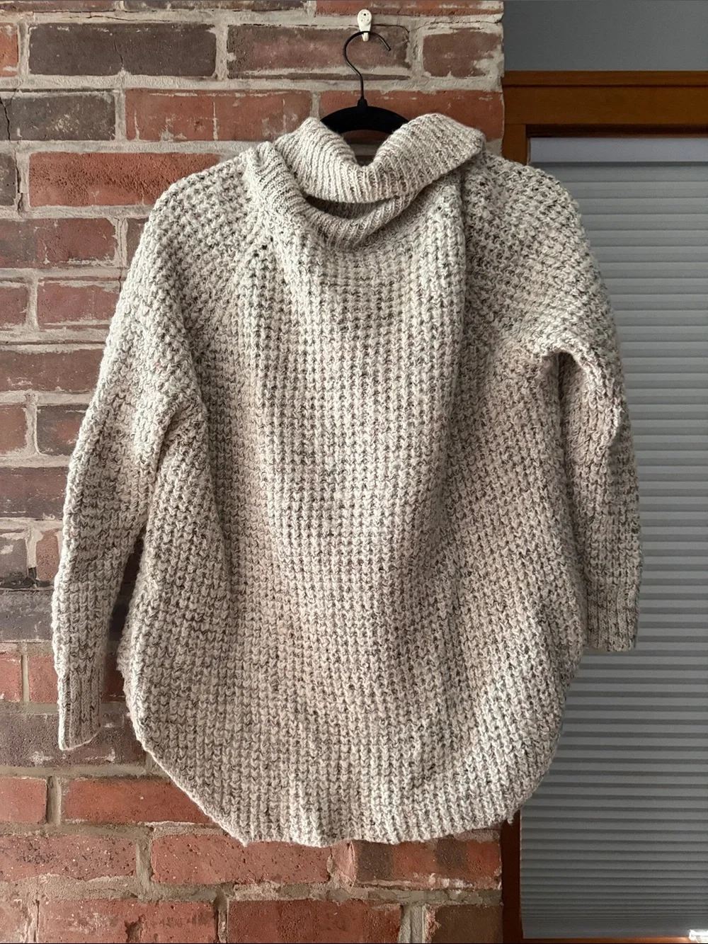 Free People Neutral Cream Marled Cowl Neck Sweater